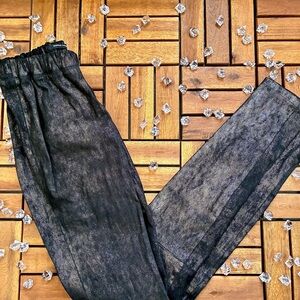 Monika Chiang Gold Shimmer Leather Pants